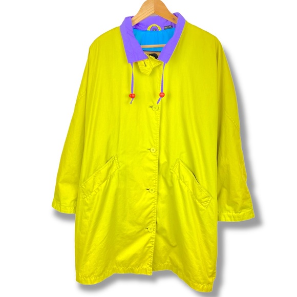 Foxrun Vintage 90s Funky Colorblock Neon Oversized Mid Length Windbreaker Jacket - Picture 12 of 12